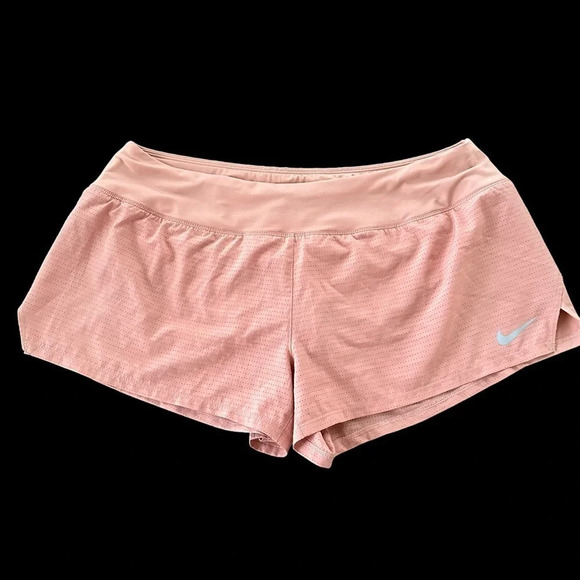 Nike Womens XL Peach Dri Fit Lined Mesh Running Shorts Run Activewear Workout - Picture 1 of 4